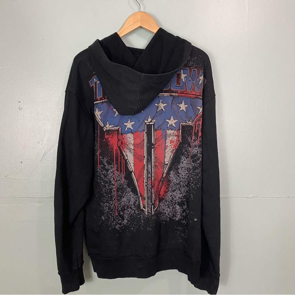 MMA Throwdown Affliction Riot Hoodie Black USA Flag XXL??